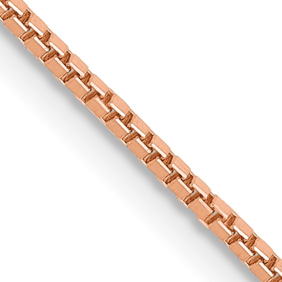 14K Rose Gold 24 inch 1mm Box Link with Lobster Clasp Chain