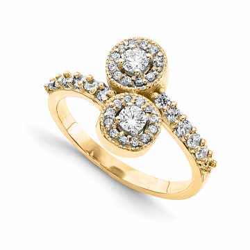 14KW VS Diamond 2-stone Ring Semi-Mount - 3 mm center stones-8