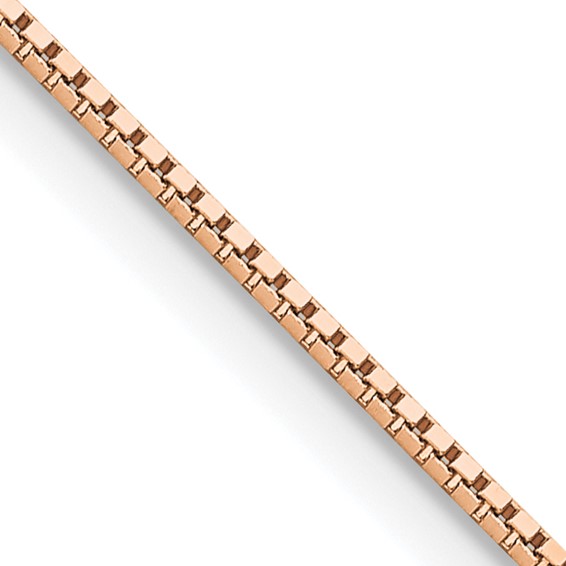 14K Rose Gold 22 inch .95mm Box Link with Lobster Clasp Chain
