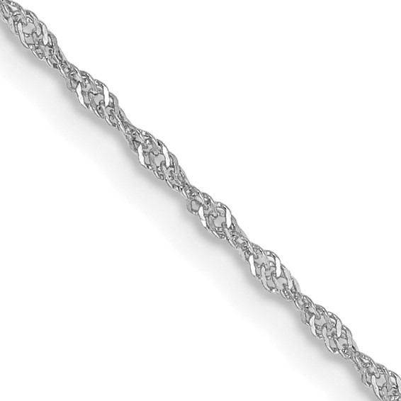 14K White Gold 24 inch 1.10mm Singapore with Spring Ring Clasp Chain
