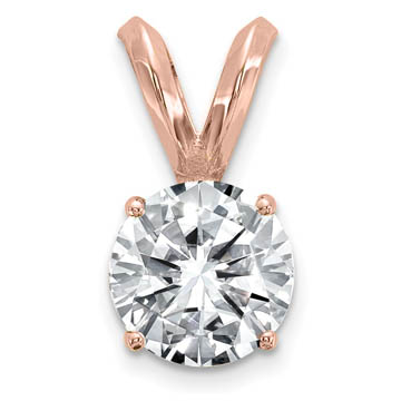 14ky 1.00ct. 6.5mm Round Moissanite Solitaire Pendant-1