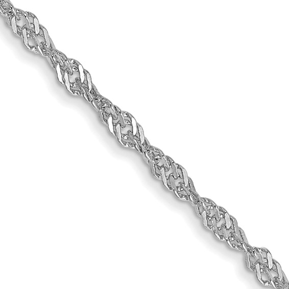 14K White Gold 30 inch 1.4mm Singapore with Spring Ring Clasp Chain