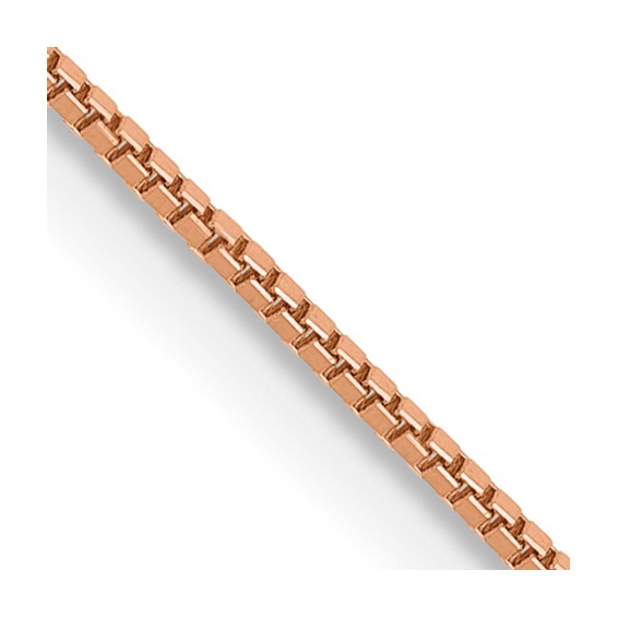 14K Rose Gold 24 inch .7mm Box Link with Lobster Clasp Chain