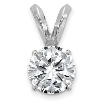 14ky 1.00ct. 6.5mm Round Moissanite Solitaire Pendant-2
